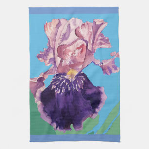 Iris Bearded Watercolor Painting Floral Blume Geschirrtuch