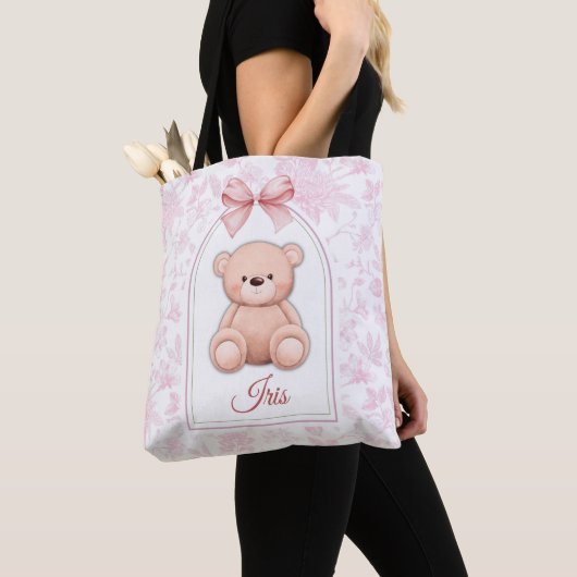 Iris | Benutzerdefiniertes rosa Teddy-Bär-Kinderzi Tasche (Von Nahem)