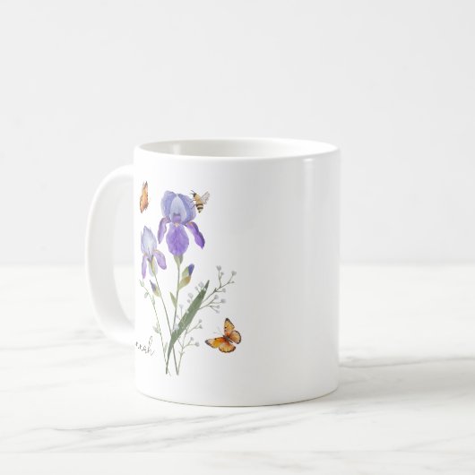 Iris Birth Month Flower Kaffeetasse (Vorderseite Links)