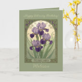 Iris Birthday Flowers February Art Nouveau Style Karte (Gelbe Blume)