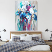 Iris Bloom – Moderne impressionistische Blumenwand Leinwanddruck (Insitu (Schlafzimmer))