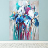 Iris Bloom – Moderne impressionistische Blumenwand Leinwanddruck (Insitu (Holzboden))