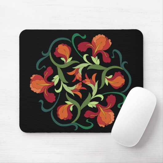 Iris Blooms Interwoven auf schwarzer Mousepad (Mit Mouse)