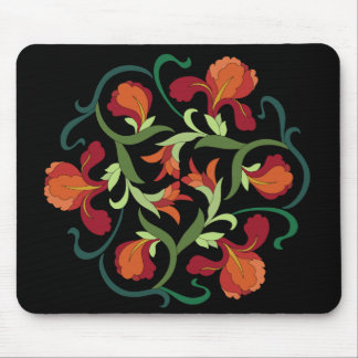 Iris Blooms Interwoven auf schwarzer Mousepad