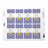 Iris Blue Damask Mini Wine Labels (Vorne)