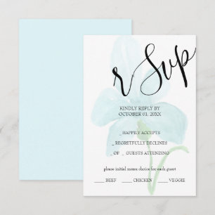 Iris Blue Floral Watercolor Handgemalt RSVP Karte