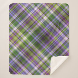 Iris blüht Lila und grün Kariert Sherpadecke