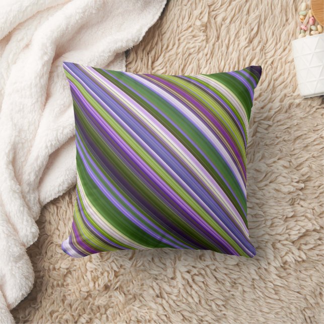 Iris blüht Lila und grün und Kariert Kissen (Decke)