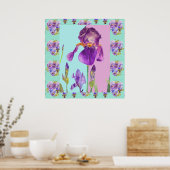 Iris Blume Aqua Green Poster (Küche)