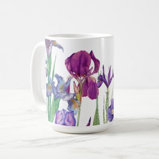 Iris Blume Aquarell Kaffee Tasse (Vorderseite Links)