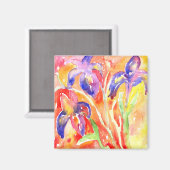 Iris Blume Aquarellmalerei Magnet (Vorderseite/Rückseite)