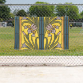 Iris Blume Art Nouveau Glass Blue Gold Banner (Insitu)