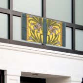Iris Blume Art Nouveau Glass Blue Gold Banner (Äußeres Gebäude)