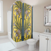 Iris Blume Art Nouveau Glass Blue Gold Duschvorhang (Beispiel)