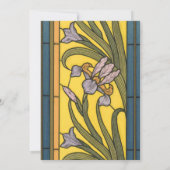 Iris Blume Art Nouveau Glass Blue Gold Einladung (Rückseite)