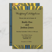 Iris Blume Art Nouveau Glass Blue Gold Einladung (Vorne/Hinten)