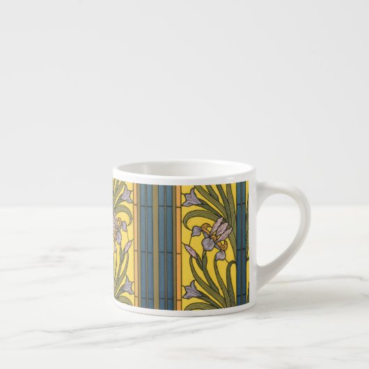 Iris Blume Art Nouveau Glass Blue Gold Espressotasse (Rechts)