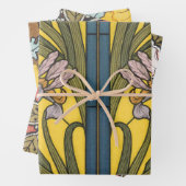 Iris Blume Art Nouveau Glass Blue Gold Geschenkpapier Set (Beispiel)