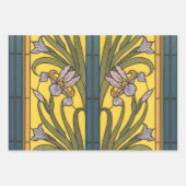 Iris Blume Art Nouveau Glass Blue Gold Geschenkpapier Set (Vorderseite)
