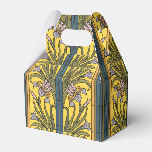 Iris Blume Art Nouveau Glass Blue Gold Geschenkschachtel (Vorderseite)