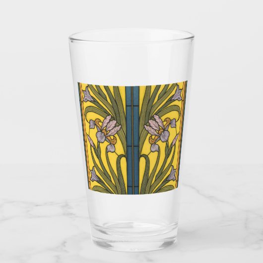Iris Blume Art Nouveau Glass Blue Gold Glas (Vorderseite)