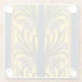 Iris Blume Art Nouveau Glass Blue Gold Glasuntersetzer (Rückseite)