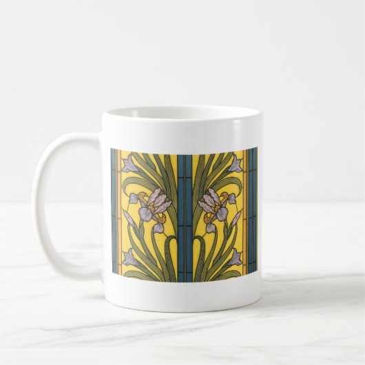 Iris Blume Art Nouveau Glass Blue Gold Kaffeetasse (Links)