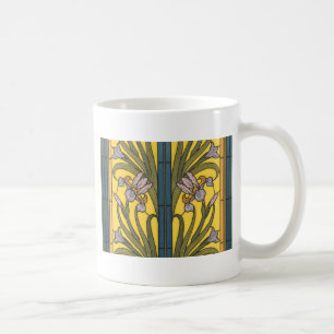 Iris Blume Art Nouveau Glass Blue Gold Kaffeetasse
