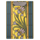 Iris Blume Art Nouveau Glass Blue Gold Klemmbrett (Vorderseite)