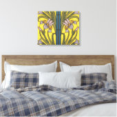 Iris Blume Art Nouveau Glass Blue Gold Leinwanddruck (Insitu (Schlafzimmer))