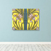Iris Blume Art Nouveau Glass Blue Gold Leinwanddruck (Insitu (Holzboden))