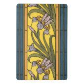 Iris Blume Art Nouveau Glass Blue Gold Mini Klemmbrett (Rückseite)