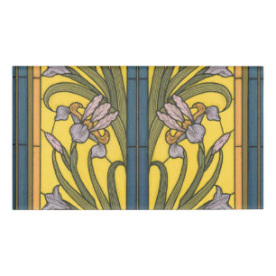 Iris Blume Art Nouveau Glass Blue Gold Namenschild