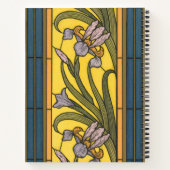 Iris Blume Art Nouveau Glass Blue Gold Notizblock (Rückseite)