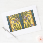 Iris Blume Art Nouveau Glass Blue Gold Rechteckiger Aufkleber (Umschlag)