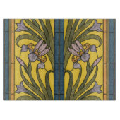 Iris Blume Art Nouveau Glass Blue Gold Schneidebrett (Vorderseite)