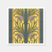 Iris Blume Art Nouveau Glass Blue Gold Serviette (Vorderseite)