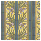 Iris Blume Art Nouveau Glass Blue Gold Stoff (Nahaufnahme)