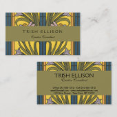 Iris Blume Art Nouveau Glass Blue Gold Visitenkarte (Vorne/Hinten)