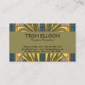 Iris Blume Art Nouveau Glass Blue Gold Visitenkarte (Rückseite)