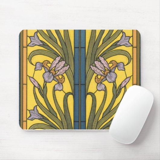 Iris Blume Art Nouveau Glass Pattern Mousepad (Mit Mouse)