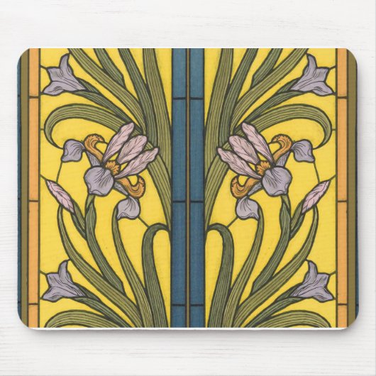 Iris Blume Art Nouveau Glass Pattern Mousepad (Vorne)