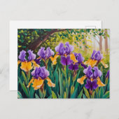Iris-Blume blühen im Sommergarten Postkarte (Vorne/Hinten)