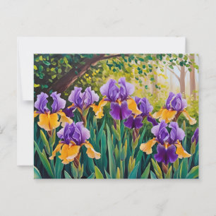Iris-Blume blühen im Sommergarten Postkarte