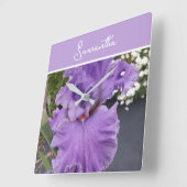 Iris Blume Blume Lila Lavender Lilac Schürze Quadratische Wanduhr (Winkel)