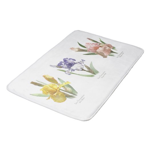 Iris Blume Botanische Kunst Badematte (Schrägansicht)