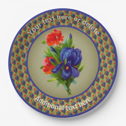 Iris Blume Bouquet Personalisiertes Party Pappteller (Vorderseite)