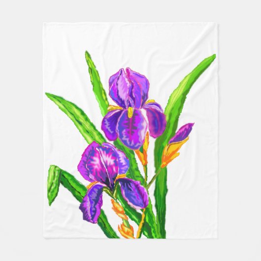 Iris Blume Fleece Blanket Irises Custom Colors (Vorderseite)