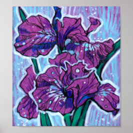 Iris Blume Frühlingsblumen Blumenbemalung Lila Poster