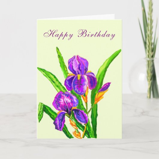 Iris Blume Geburtstagskarte Karte (Vorderseite)